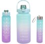 3 Pcs Motivational Gradient Water Bottle Bpa Free . Gym Bottle School Bottle - Green