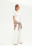 Ribbed Henley Top - White