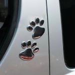 2PCS Metal Paw Print Car Decal Set - 3D Animal Dog Cat Footprints Sticker For Vehicle Bumper Window Body - No Battery Needed Fea