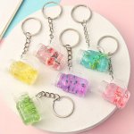 1PC MINI Fruit Drink Keychain Cute Candy Color Key Chain Ring Bag Backpack Charm Car Key Pendant For Women