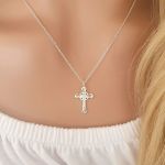 Shiloh 925 Sterling Silver Cz Cross Necklace Size: 12X12MM 45CM Chain