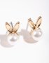 Goldair Gold & Pearl Bunny Stud Earrings - Onesize