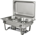 Stainless Steel Double Tray Chafing Dish - Food Warmer & Iywa Serving Spoon 280 Quart Double Pan
