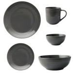 Jenna Clifford - Embossed Lines 16PCE Dinner Set - Dark Grey