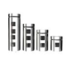 Decadent 4 Piece Glass Canister Set With Square Windows - Food Storage