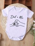 Infant's "dad+me" Fists Bump Print Bodysuit Comfy Short Sleeve Onesie Baby Boy's Clothing As Gift