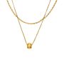 Textured Bead Choker - Double-layer Eco Titanium Steel Necklace