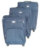 Smte Trolley 3 Piece Travel Luggage Spinner Blue Fabric With Keychain