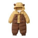 New Upgraded Toddler Hooded Snow Suit Kids Infants Thicken Quilted Thermal Baby Winter Outdoor Activities Fashion Snowsuit Yello