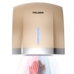 Polasen Hand Dryer Commercial Gold With 2 Pin Plug 110V Automatic Compact High Speed Air Wiper Ada Compliant For Industry Busine