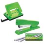Metal Stapler & Punch Combo + Box Of Staples - Green