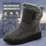 Women's Solid Color Platform Snow Boots Casual Plush Lined Short Boots Comfortable Winter Ankle Boots