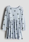 Printed Cotton Dress - Light Blue Flowers
