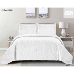Simon Baker - Istanbul Quilted Bedspread - White Various Sizes - Super King - 320CM X 270CM + 2 Pillowcases 50CM X 70CM +