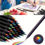 12PCS Rainbow Pencils Colored Pencil 7 Colors In 1 Wooden Non-toxic Black Wooden Painting Supplies