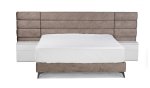Jones XL King Sleigh Bed In Brown Marble Velvet & Pedestals