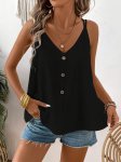 Solid Color Fake Buttons Cami Top Casual Sleeveless Top For Spring & Summer Women's Clothing