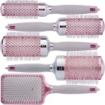 Olivia Garden Nanothermic Ceramic & Ion Breast Cancer Awareness Pink & Grey Brush Collection