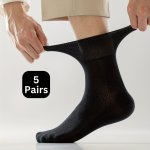 5 Pairs Diabetic Breathable Socks Unisex Polyester & Spandex Knit Mid-calf Non-binding Stretch Socks Health Gift