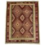 Beautiful Orange/red Geometric Design Handmade Kilim Rug - 202 X 154 Cm