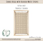 Cot Fitted Sheet Cookie Beige With Blocked White Stripes Neutral