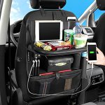 Durasiko Car Backseat Organizer With Foldable Table Tray Car Storage Organizer With Tablet Holder Car Seat Back Protectors Kick