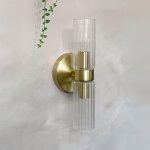 Flow Fluted Glass And Gold Metal Wall Light