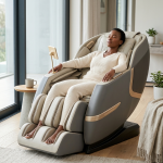 Premium Leather Full-body Electric Massage Chair - Cream