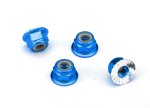 Traxxas Nuts Aluminum Flanged Serrated 4MM Blue-anodized 4