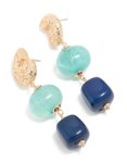 Goldair Gold Shell & Blue Beaded Drop Earrings