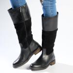 Leather Kitty Rider Boot - Black - 9