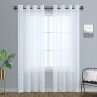 2pcs Grommet Top Sheer Curtains For Living Room Bedroom And Kitchen Soft Sheer Fabric Window Curtain Home Decor