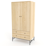Leah Wardrobe With 4 Drawers - White Oak