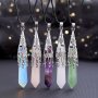 1PC 5.99CM Natural Amethyst Rose Quartz 12-FACTED Dowsing Divination Pendulum - Necklace Reiki Charged Chakra Balancing Pendant With Necklace