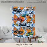 Personalised Fleece Blanket Orange Blue Hot Wheels Blanket