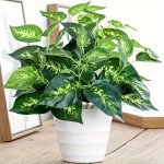 1PC Artificial Potted Leaf Plant Fake Bonsai Green Plants Faux Plants Indoor Outdoor For Dinner Table Office Desk Garden Table H