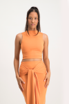 Hazel High Neck Crop Top - Dusty Orange - S