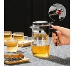 Heat Resistant Glass Teapot With Infuser 750ML 3 Cup Coffee Maker Clear