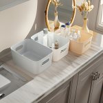 Freestanding Plastic Makeup Organizer Basket For Bathroom Drawer Skincare Holder Desktop Storage Box For Bedroom Office - Cosmet