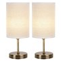 Bright Star Lighting Twin Pack Antique Brass And Hessian Bedside Lamps - TL679 Antique