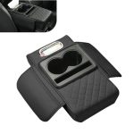 Qurbuns Car Center Console Cover Organizer Mult-purpose Leather Arm Rest Cushion With 2 Cup Holders And 1 Tissue Box & Phone Slo