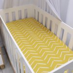 Cot Fitted Sheet Mustard Herringbone