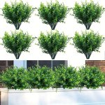 6 Bunches Artificial Flower Fake Shrubs Greenery Leaves Plant Uv Resistant Faux Plant For Outdoor Indoor Hanging Planter Front P