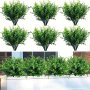 6 Bunches Artificial Flower Fake Shrubs Greenery Leaves Plant Uv Resistant Faux Plant For Outdoor Indoor Hanging Planter Front Porch Garden Farmhouse Decoration Spring