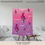 Personalised Fleece Blanket Girly Trolls Pattern Blanket