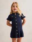 Violet Stitch Interest Girls MINI Dress - 10-12 Yrs Navy