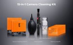 K&f Concept 15 In 1 Camera And Lens Cleaning Kit: Air Blower Cleaning Pen Cleaning Wipes 15ML Liquid Cleaning Clothes
