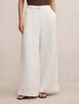 Matilda Linen Blend Wide Leg Pants - 16 Porcelain