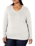 Amazon Essentials Women's Plus-size Plus Size Lightweight V-neck Sweater Sweater -ivory 4X
