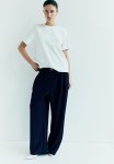 Buckle-detail Tailored Trousers - Navy Blue